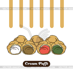 Delicious cream puff - vector image