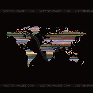 World map colorful line theme - vector image