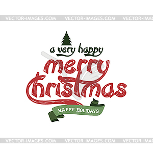 Merry christmas label - vector image