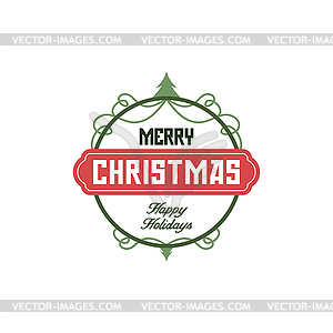 Merry christmas label - vector clip art