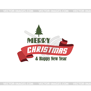 Merry christmas label - vector image