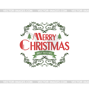 Merry christmas label - vector image