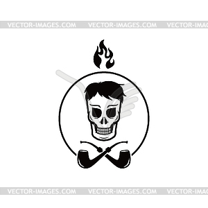 Skull tobacco pipe smoker - vector clip art