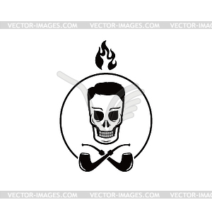 Skull tobacco pipe smoker - royalty-free vector clipart