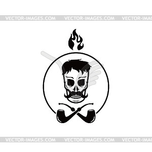 Skull tobacco pipe smoker - vector clip art