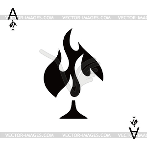 Огонь лопатой туз покера - векторное изображение клипарта