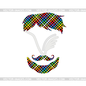 Retro hipster guy colorful line - vector clipart