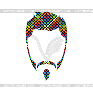 Retro hipster guy colorful line - vector clip art