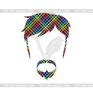 Retro hipster guy colorful line - vector clipart