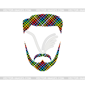 Retro hipster guy colorful line - color vector clipart