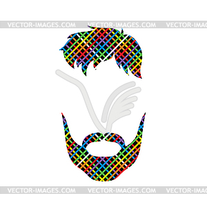 Retro hipster guy colorful line - vector clipart