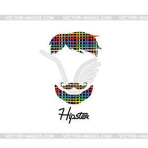 Retro hipster guy colorful line - vector image