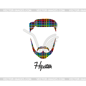 Retro hipster guy colorful line - vector clip art