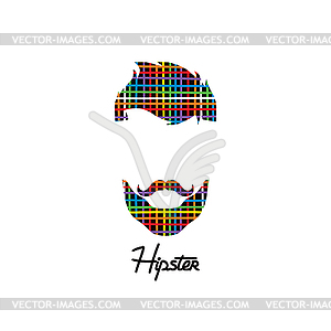 Retro hipster guy colorful line - color vector clipart