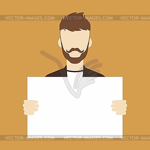 Man with blank sign - vector image