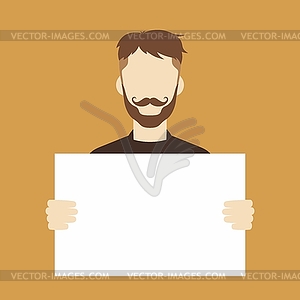 Man with blank sign - vector clip art