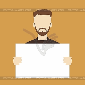 Man with blank sign - vector clipart