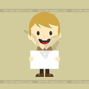 Man with blank sign - vector clipart