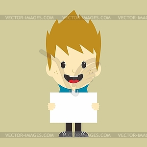Man with blank sign - vector clip art
