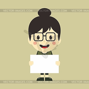 Woman with blank sign - vector image