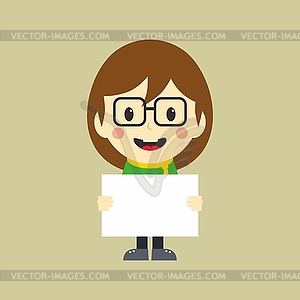 Woman with blank sign - vector clipart