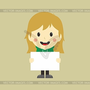 Woman with blank sign - vector image