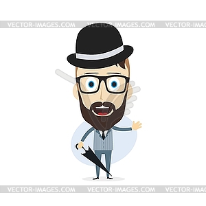 Retro umbrella gentleman - vector image