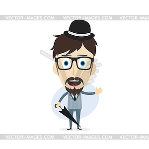 Retro umbrella gentleman - vector clip art