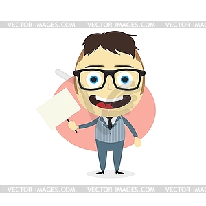 Businessman holding blank sign - vector clipart