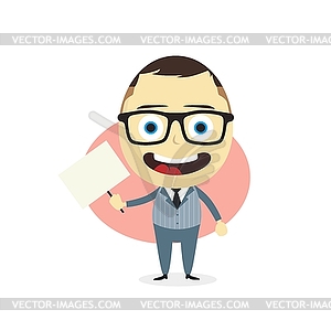 Businessman holding blank sign - vector clipart