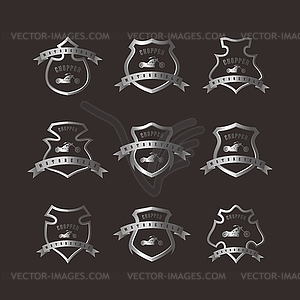 Shiny silver shield chopper motorcycle - vector EPS clipart