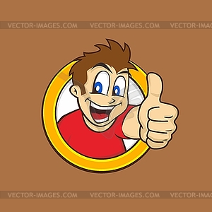 Cartoon guy thumbs up - vector clipart