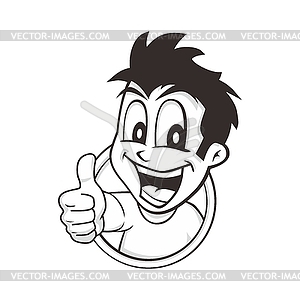 Cartoon guy thumbs up - vector image