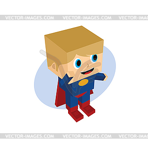 Little hero block cartoon - vector image