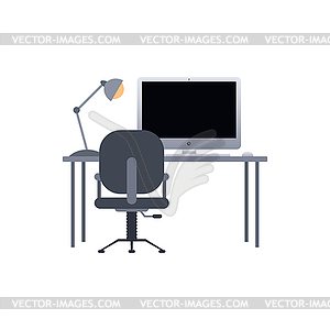 Work desk - color vector clipart