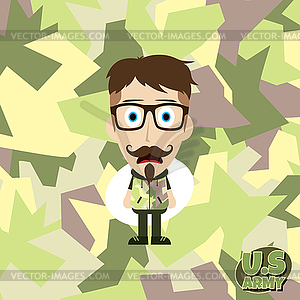 Army camouflage cartoon guy - vector clip art