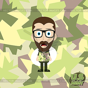 Army camouflage cartoon guy - vector image