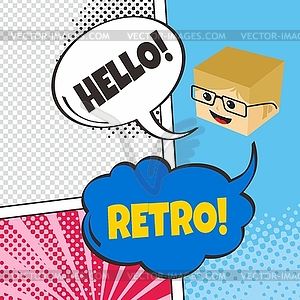 Comic template element with speech bubble halftone - vector clipart