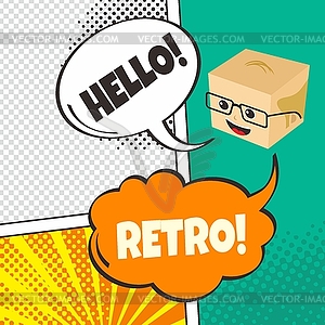 Comic template element with speech bubble halftone - vector clipart