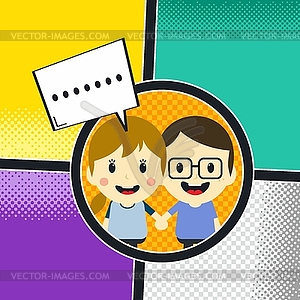 Comic template element with speech bubble halftone - vector clipart
