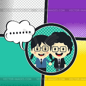 Comic template element with speech bubble halftone - vector clip art