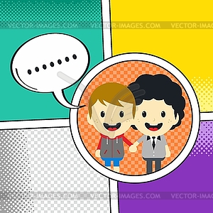 Comic template element with speech bubble halftone - vector image