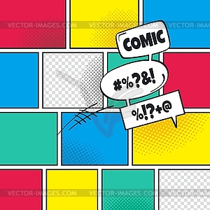 Comic template element with speech bubble halftone - color vector clipart