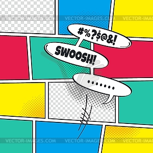 Comic template element with speech bubble halftone - vector clip art