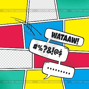 Comic template element with speech bubble halftone - vector clipart