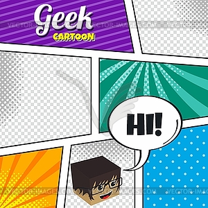 Cartoon theme comic template - vector clipart