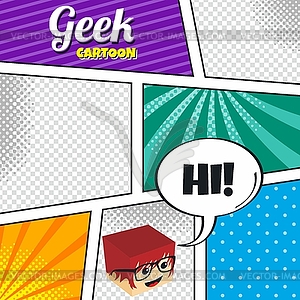 Cartoon theme comic template - vector image