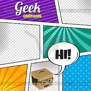 Cartoon theme comic template - vector clipart