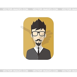 Man hipster avatar user picture cartoon character - vector clip art