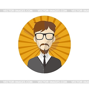 Man hipster avatar user picture cartoon character - vector clip art